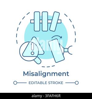 Misalignment soft blue concept icon Stock Vector