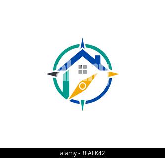 Real Estate Compass Location Finder Property Logo Vector Design Stock Vector