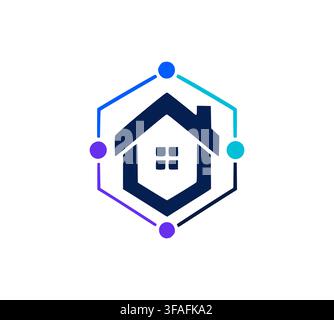 Smart Home Digital Network Real Estate Hexagon Logo Design Stock Vector