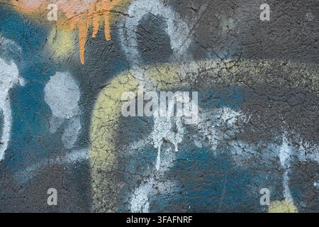 concrete wall with colors random sprayed, Catania, Sicily, Italy Stock Photo