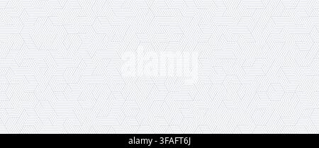 Seamless geometric grey line pattern on white background, abstract art deco elegant maze vector texture. Light modern wallpaper, gray monochrome Stock Vector