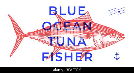 Tuna Fish, seafood, sketch Stock Vector
