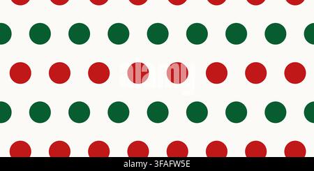 Festive Christmas styling defines this seamless pattern of red and green polka dots across a white background Stock Vector
