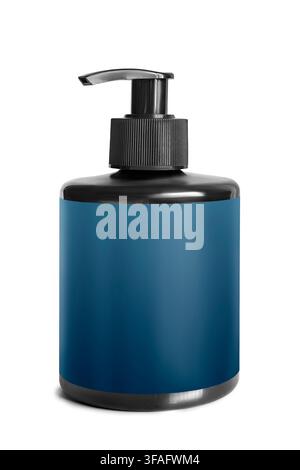 Blank plastic beauty product pump bottle isolated over white Stock Photo