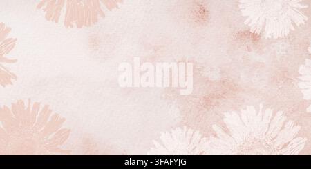 A pattern made from prints of dried flowers on a watercolor background. Stock Photo