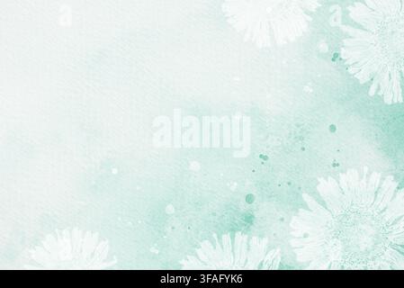 A pattern made from prints of dried flowers on a watercolor background. Stock Photo