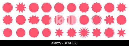Wavy circle vector collection. Round postage stamps. Borders for logo, icon, label, banner. Badges set for text. Frames for stickers design elements. Stock Vector