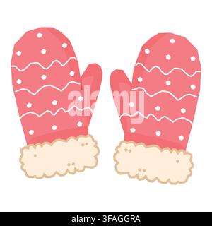 Red Christmas Mittens with Winter Pattern Stock Vector