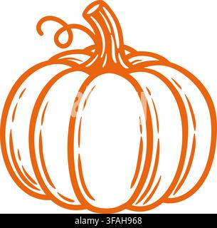 A pumpkin fall autumn icon design doodle in a hand drawn style. Stock Vector