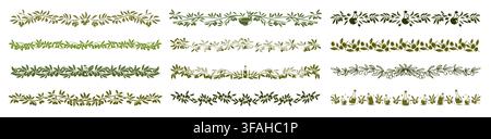 Greek olive dividers, border frame separators Stock Vector