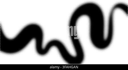 Abstract halftone pattern with flowing wave dots creating dynamic gradient texture. Modern graphic background with rhythmic motion and digital swoosh Stock Vector