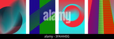 Abstract vertical banners with vibrant gradient colors and geometric shapes for modern digital design Stock Vector