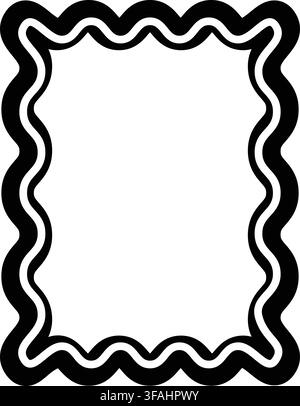 Bold Double Wave Rectangle Frame with Thick Black Border Stock Vector