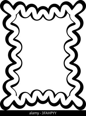 Double Wavy Outline Rectangle Frame with Playful Decorative Edge Stock Vector