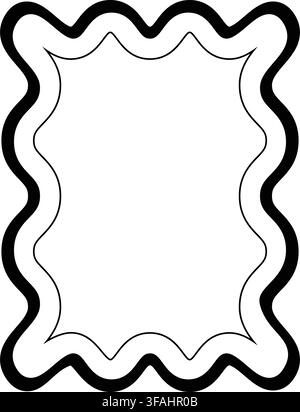 Double Line Wavy Rectangle Frame with Elegant Black Border Stock Vector