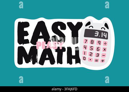 Cute calculator doodle vector sticker for back to school planner decor Stock Vector