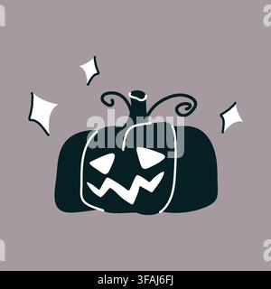 Carved Halloween pumpkin doodle vector element for funny sticker design Stock Vector