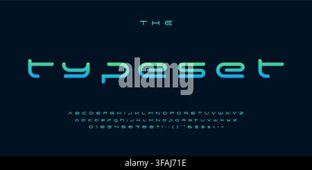 Expanded futuristic font, thin wide alphabet. High tech typeset for headline and logo of hud, ai, data science, sci-fi, science and medical technology Stock Vector