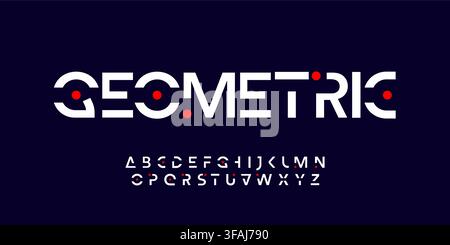 geometric futuristic alphabet, robotic stencil letters, abstract font for minimalistic clean logo, unusual innovative headline, minimal simple Stock Vector