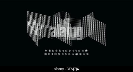 3D alphabet. Thin line geometric font, minimalist type for modern futuristic logo, headline, monogram, creative lettering and maxi typography. Minimal Stock Vector