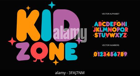 kids letters and numbers set. Cartoon bold style alphabet. Childish font for events, promotions, logos, banner, monogram and poster. Vector typography Stock Vector