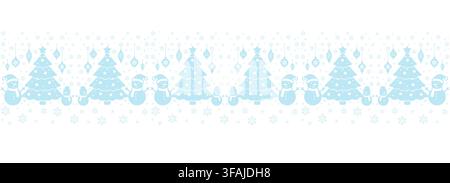 Soft and delicate pattern with trees and snowmen, ideal for background use. Stock Vector