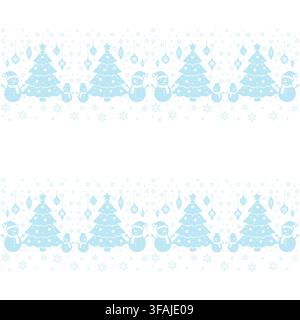 Soft and delicate pattern with trees and snowmen, ideal for background use. Stock Vector