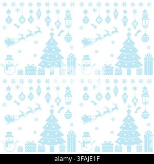 Soft and delicate pattern with trees and snowmen, ideal for background use. Stock Vector