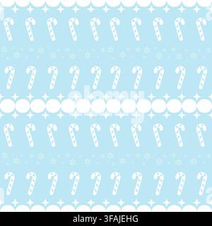 Festive seamless pattern with candy canes and decorative winter elements. Stock Vector