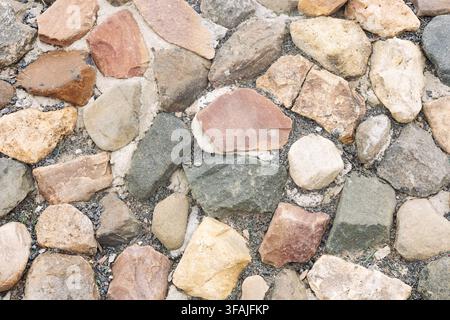 Cobblestone texture pavement high angle view. Stock Photo