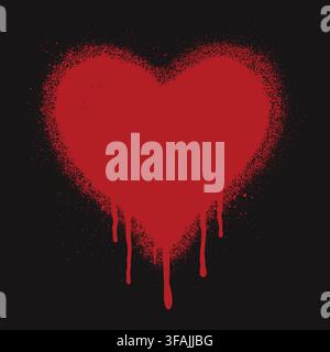 Red Spray Paint Heart with Drips – Grunge Graffiti Love Icon Stock Vector