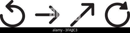 Black Arrow Icon Set – Refresh, Directional & Reload Vector Icons Stock Vector