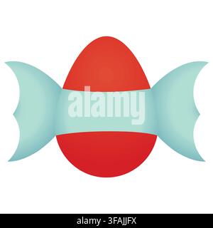 Red Easter egg with blue ribbon; space for text on egg Stock Vector