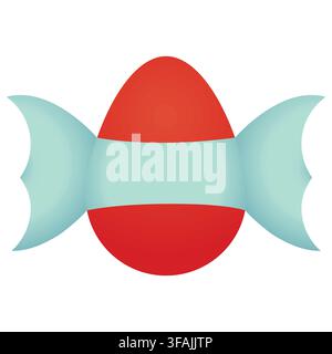 Red Easter egg with blue ribbon; space for text on egg Stock Vector