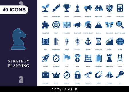 Professional business strategy icon collection. Stock Vector