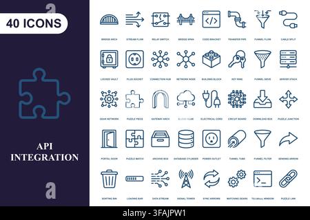 Collection of software development line icons. Stock Vector