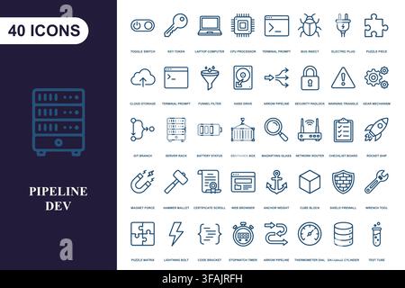 Collection of software development line icons. Stock Vector