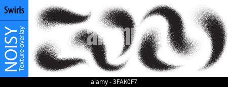 Grainy gradient spray for abstract noise background with black dotted effect. Bw vector blur dust, wave of granular texture and paint spread pattern Stock Vector