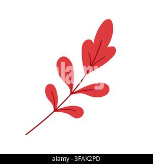 Red stylized tree leaf symbolizing golden autumn. Simple vector nature element for decor, cards, labels, fabric, packaging Stock Vector