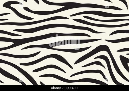 seamless zebra pattern with irregular black and white stripes, bold animal print background for fashion, textiles, packaging, wallpaper and decorative Stock Vector