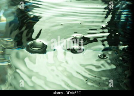 223.Ripples and Bubbles on Reflective Water Surface Stock Photo