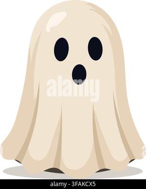 Cute Halloween Ghost Isolated on White Background Stock Vector