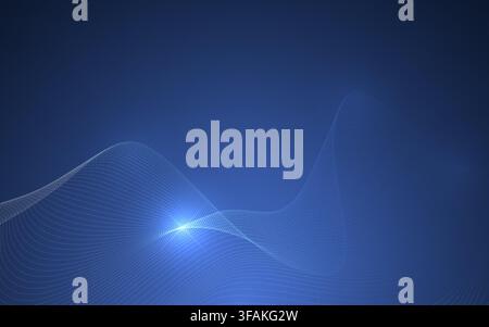 Technology abstract background with glowing blue particle waves. Digital data flow with futuristic mesh lines. Tech texture for AI, networking Stock Vector