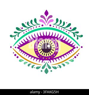 Eye color flower Hand drawn T-shirt print. Not AI, vector illustration. Stock Vector