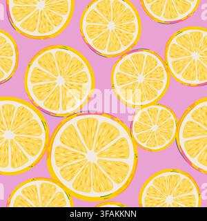 Lemon slices seamless pattern. Citrus fruits print. Vector illustration Stock Vector