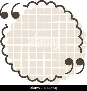 Quote box title isolated. Round speech quotation mark frame in brown notebook paper style. Text talk info message box border. Dialog mark speech quote Stock Vector