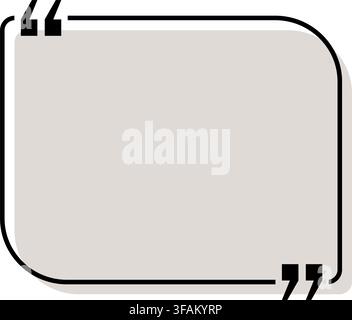 Quote box title isolated. Beige rectangle speech quotation mark frame. Text talk info message box border. Dialog mark speech quotes icon. Vector png i Stock Vector