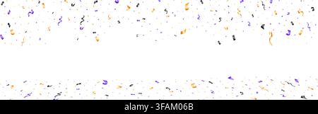 Halloween confetti. Bright Halloween wallpaper. Colorful banner with curl notes and falling confetti. Vector party invitation Stock Vector