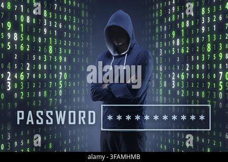 Hackers in a digital security concept Stock Photo