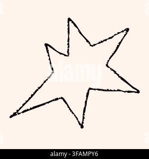 Black scribble chalk star. Simple hand drawn element for quality reviews. Stock Vector